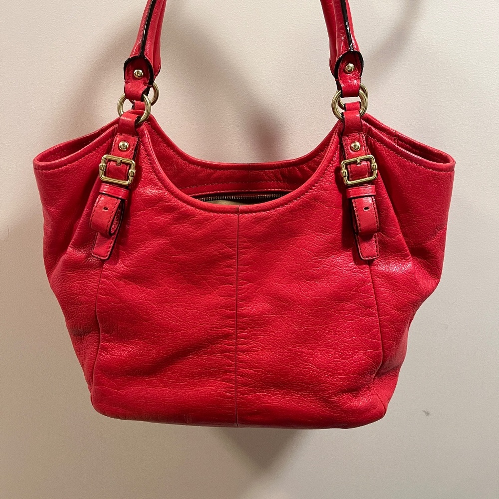 Coach Madison Abigail 18612 Red Leather Hobo Satchel Bag Gold Hardware - Picture 14 of 15